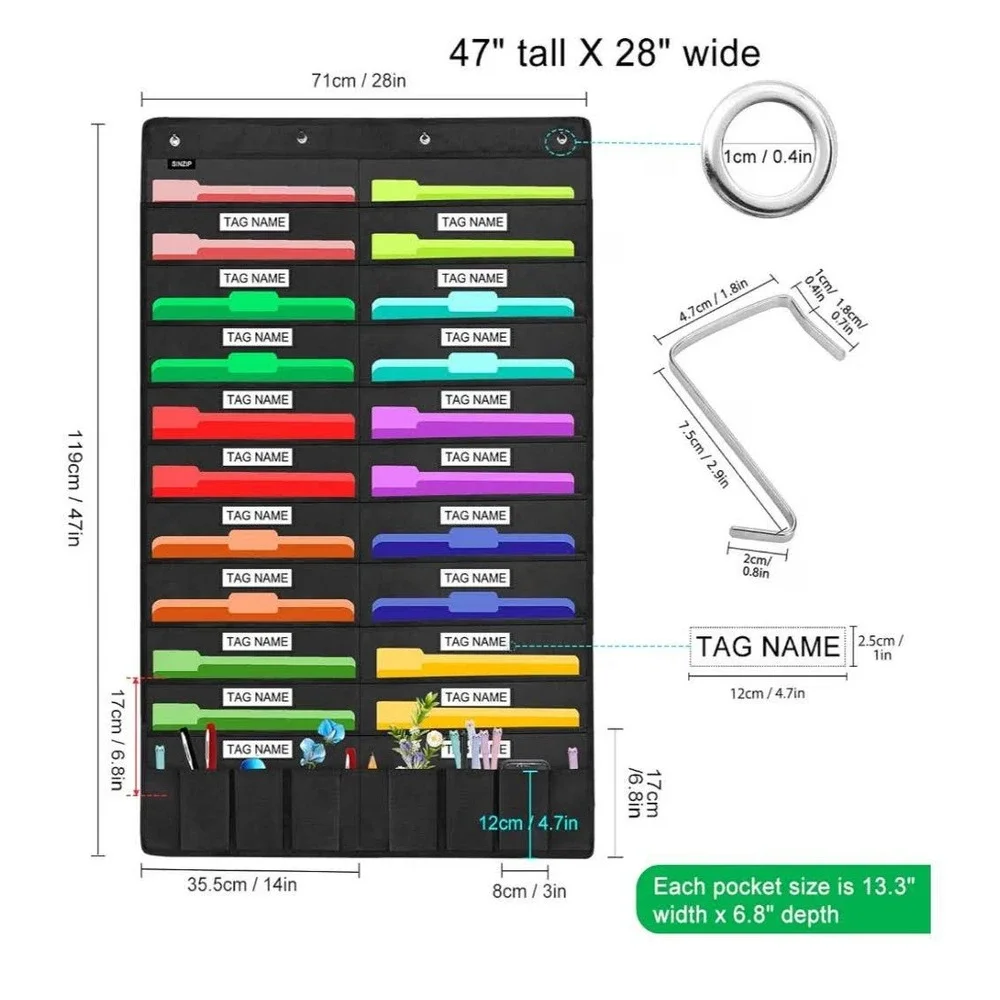 SINZIP Over The Door File Organizer 20 Pockets Hanging Wall Folder Holder *READ*